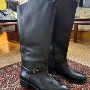 Macy's Black Wide Calf Leather Boots